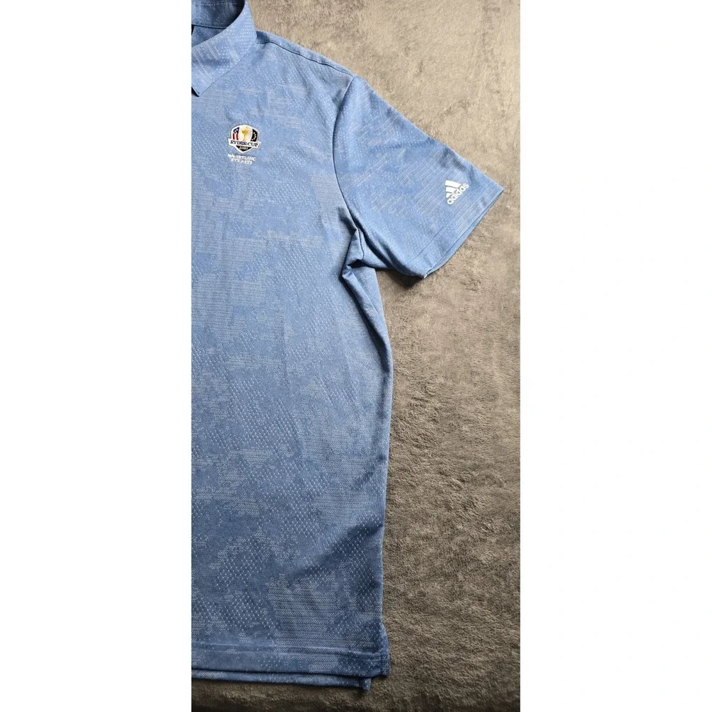 Adidas Camo Polo Shirt Mens 2XL Blue Jacquard Ryder Cup 2020 Whistling Straits